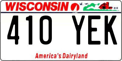 WI license plate 410YEK