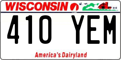 WI license plate 410YEM