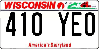 WI license plate 410YEO