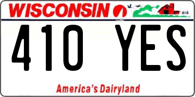 WI license plate 410YES