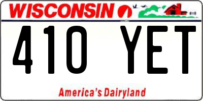 WI license plate 410YET