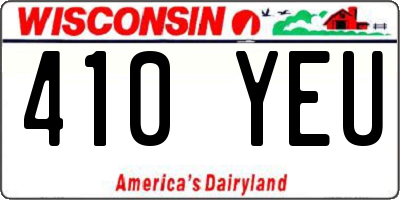 WI license plate 410YEU