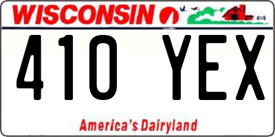 WI license plate 410YEX