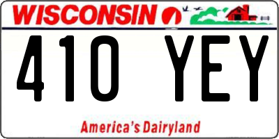 WI license plate 410YEY