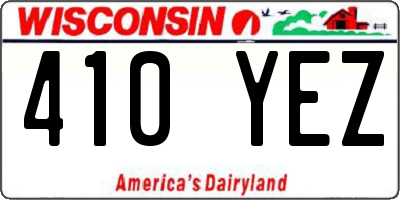 WI license plate 410YEZ