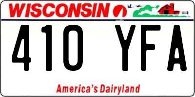 WI license plate 410YFA
