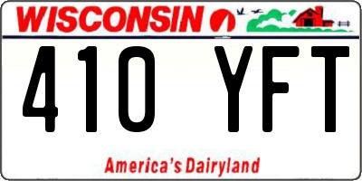 WI license plate 410YFT