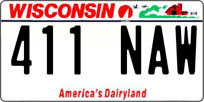 WI license plate 411NAW