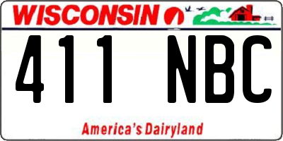 WI license plate 411NBC