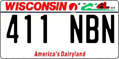 WI license plate 411NBN