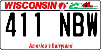 WI license plate 411NBW