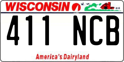 WI license plate 411NCB