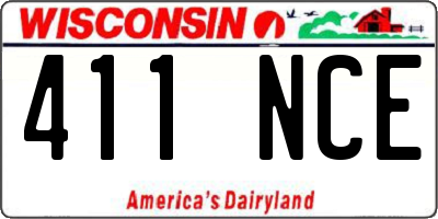 WI license plate 411NCE