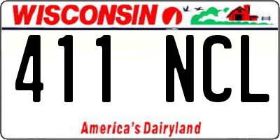 WI license plate 411NCL