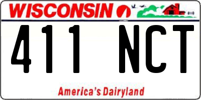 WI license plate 411NCT