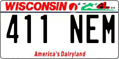 WI license plate 411NEM
