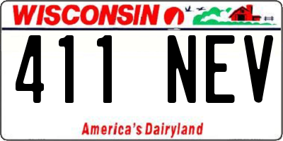 WI license plate 411NEV