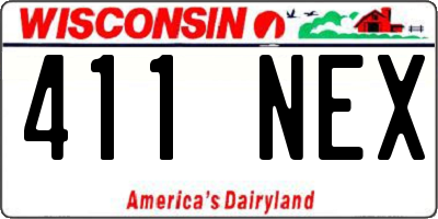WI license plate 411NEX