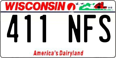 WI license plate 411NFS