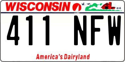WI license plate 411NFW