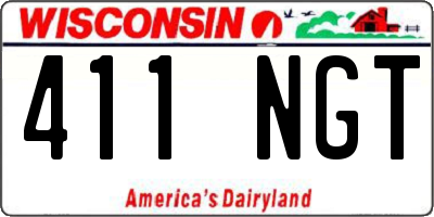 WI license plate 411NGT