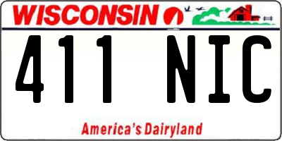 WI license plate 411NIC
