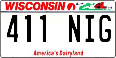 WI license plate 411NIG