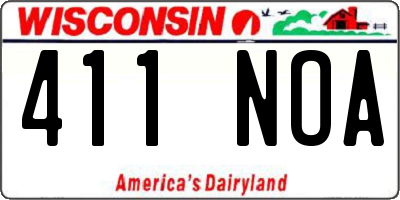 WI license plate 411NOA