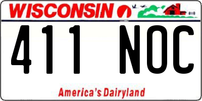 WI license plate 411NOC