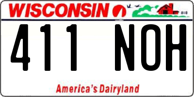 WI license plate 411NOH