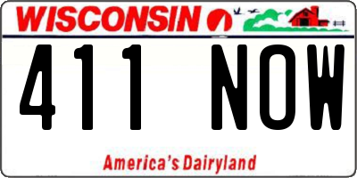 WI license plate 411NOW