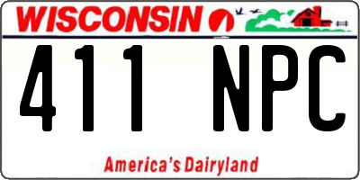 WI license plate 411NPC