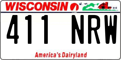 WI license plate 411NRW