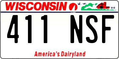 WI license plate 411NSF