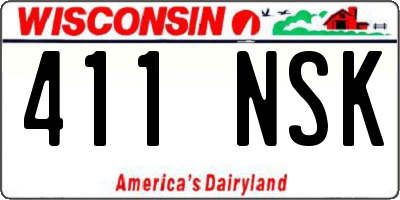 WI license plate 411NSK