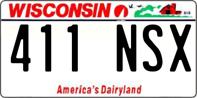 WI license plate 411NSX