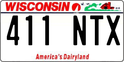 WI license plate 411NTX