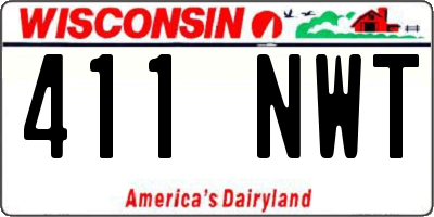 WI license plate 411NWT