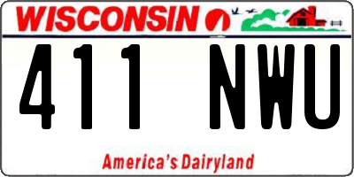 WI license plate 411NWU