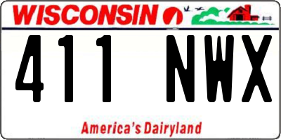 WI license plate 411NWX