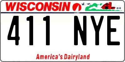 WI license plate 411NYE