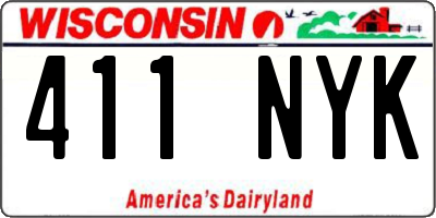 WI license plate 411NYK