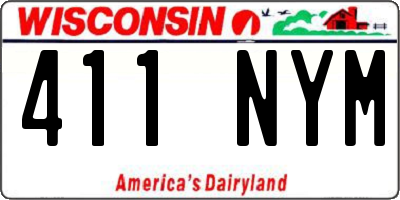 WI license plate 411NYM