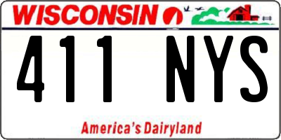 WI license plate 411NYS