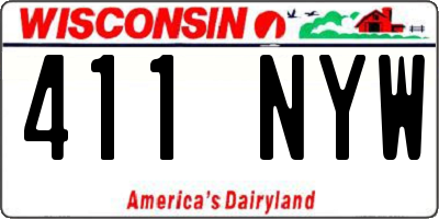 WI license plate 411NYW