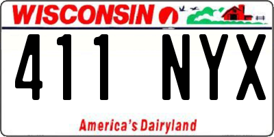 WI license plate 411NYX