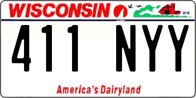 WI license plate 411NYY