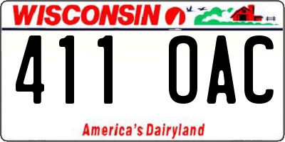 WI license plate 411OAC