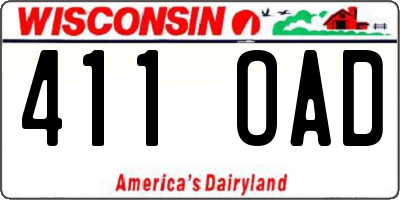 WI license plate 411OAD