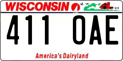 WI license plate 411OAE